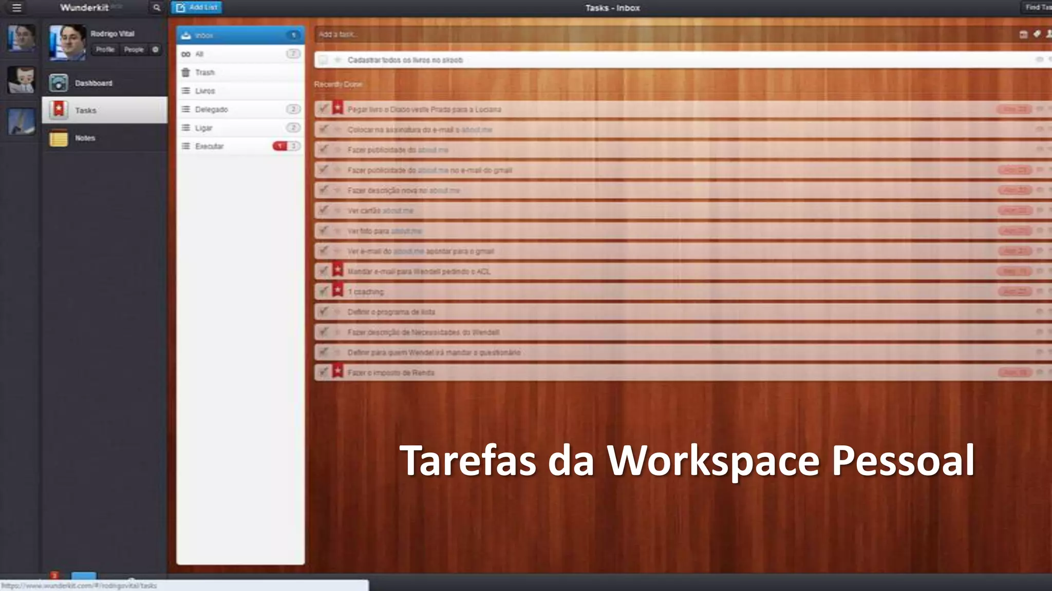 Tarefas da Workspace Pessoal
 