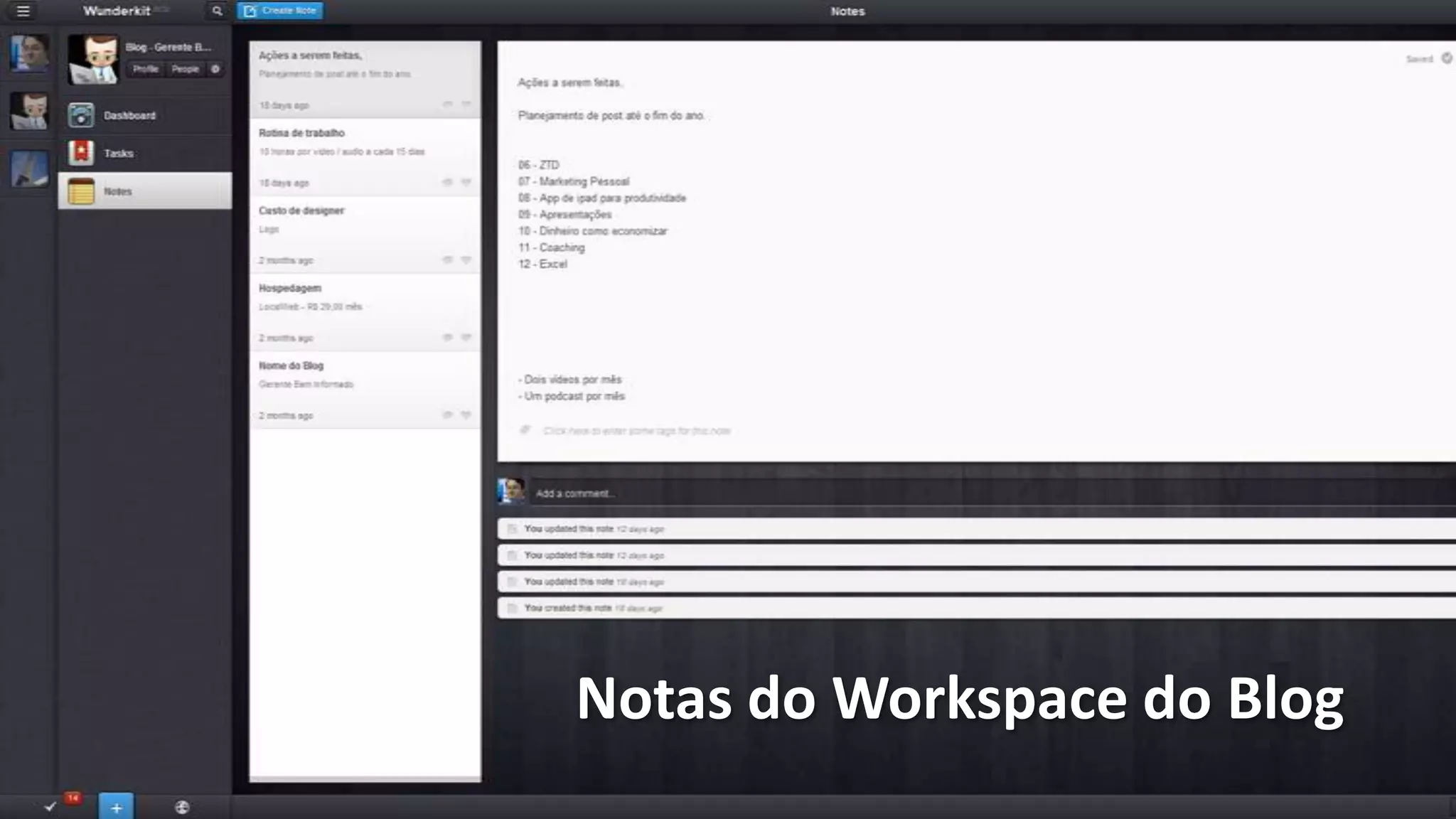 Notas do Workspace do Blog
 