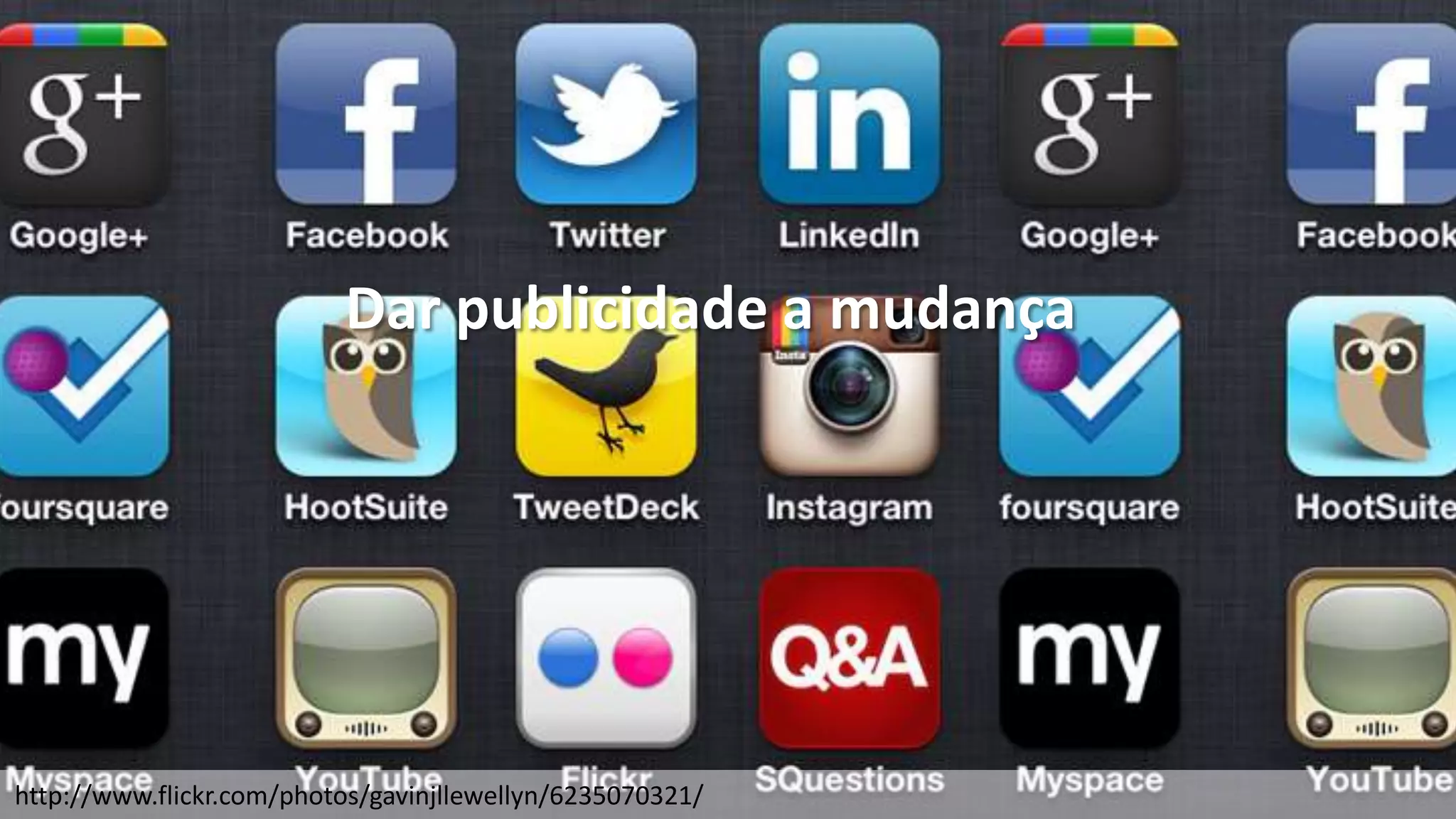 Dar publicidade a mudança




http://www.flickr.com/photos/gavinjllewellyn/6235070321/
 