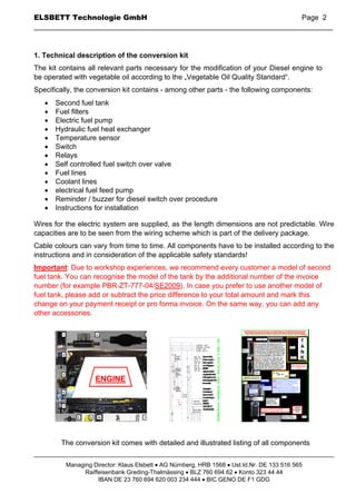 ELSBETT Straight Vegetable Oil Engine Technology | PDF