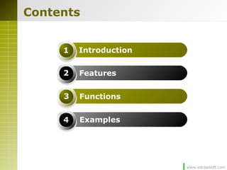 www.edrawsoft.com
Contents
Features
Functions
Examples
3
Introduction1
2
4
 