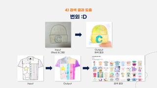 번외 :D
Input
(Real 손그림)
Output
채색 결과
Input Output 검색 결과
4) 검색 결과 도출
 