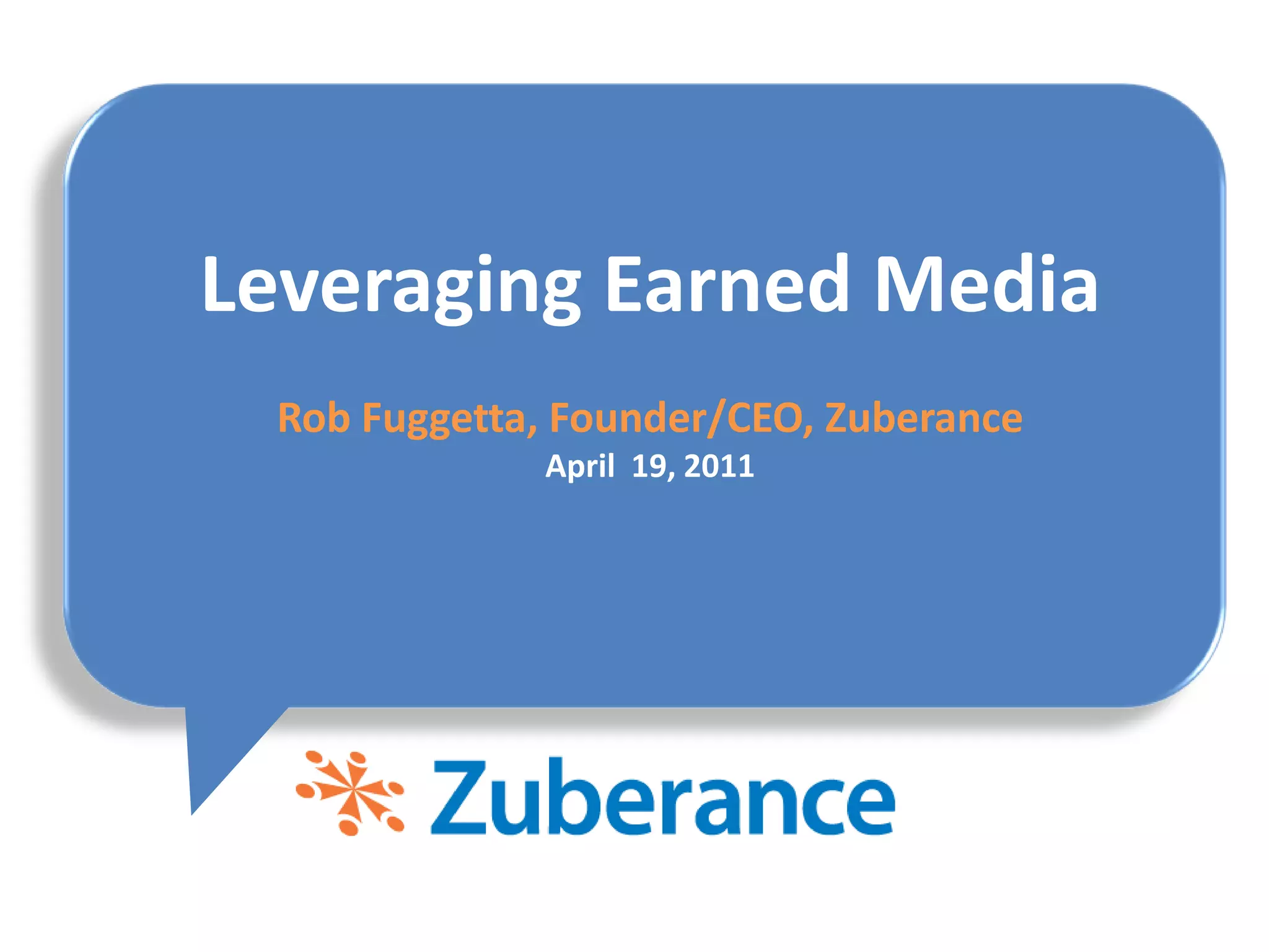 RecommendationsStart thinking about marketing to peopleMost interactive marketers actually market to browsers, phones, and email addressessIdentify your advocates immediately Use listening platforms to identify the most influential and NPS to identify the most loyalBuild owned media platforms that enable advocates to promote the brandLeverage tools like Facebook Open Graph and Ratings and ReviewsCreate cross-team processes Share real time data and processes for acting on it across marketing, PR, customer service, IT, etc.Recognize the true cost is in resourcesYou can’t buy earned media, you must empower the organization to cultivate itRethink your metricsInclude earned media metrics in your paid media analysisMeasure the impact paid media has on your owned and earned media assetsIncorporate loyalty and influence as key metrics for any marketing initiative