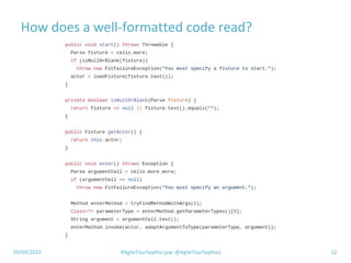 20/09/2019 #AgileTourSophia (par @AgileTourSophia) 12
How does a well-formatted code read?
 