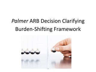Palmer ARB Decision Clarifying
Burden-Shifting Framework
23
 