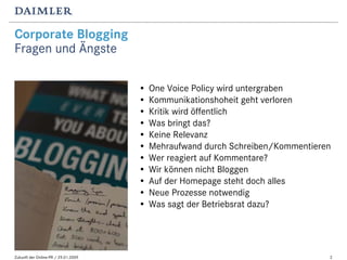 „Blogging im Konzern: Ängste und Gründe, es trotzdem zu tun“ Slide 2