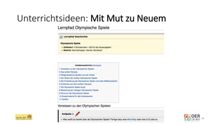 Unterrichtsideen: Mit Mut zu Neuem
ZUM.de - Nominierung zum OER Award 2016 - Berlin, 1. März 2016 26
 