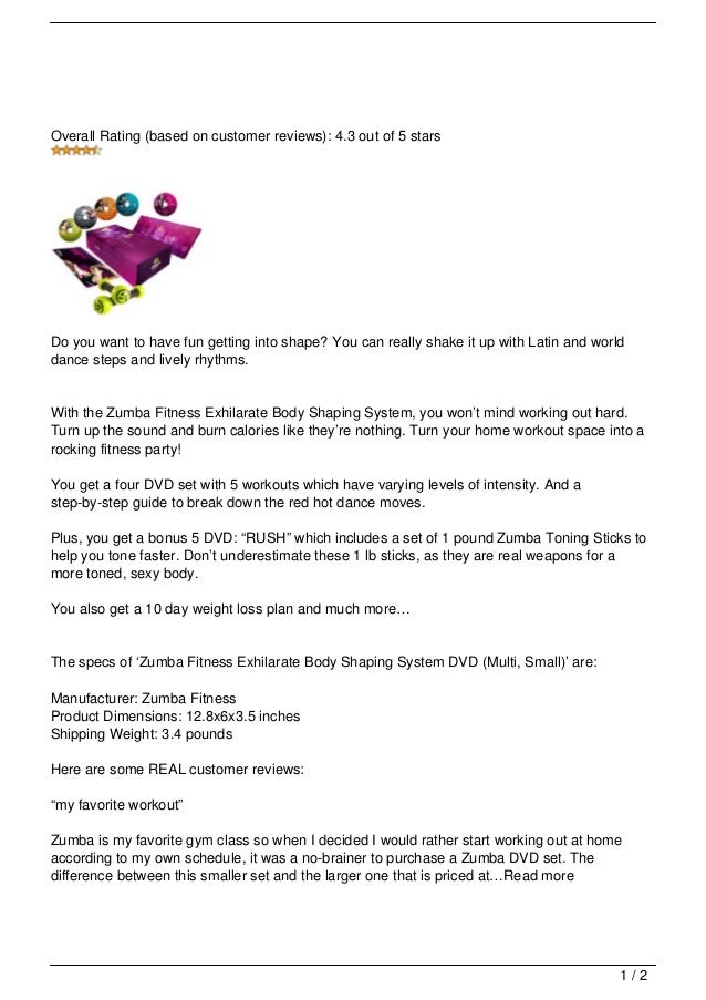 Zumba Fitness Exhilarate Body Shaping System Review