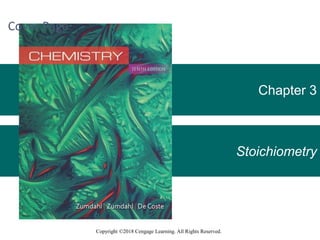 Chapter 3
Stoichiometry
Copyright ©2018 Cengage Learning. All Rights Reserved.
Cover Page
 