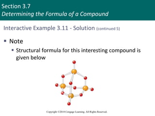 Section 3.7
Determining the Formula of a Compound
Copyright ©2018 Cengage Learning. All Rights Reserved.
Interactive Example 3.11 - Solution (continued 5)
 Note
 Structural formula for this interesting compound is
given below
 