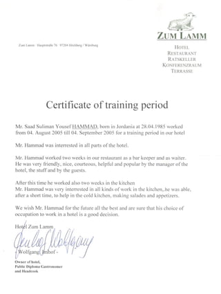 Certificate of Practical Training