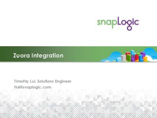 Zuora Integration



Timothy Lui, Solutions Engineer
tlui@snaplogic.com
 