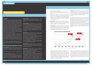 12-Anunciantes




                                                                                                                                     especial envolvendo seis páginas.                                    Nona Edição: Para esta edição da Revista Zupi o número de

Anunciantes                                                                                                                          Prêmio Max Feffer – Suzano (Papel e Celulose): Anúncio pon-
                                                                                                                                     tual e pago com descontos na compra de papel para a re-
                                                                                                                                     vista.
                                                                                                                                                                                                         anunciantes se manteve em cinco, já que entraram dois no-
                                                                                                                                                                                                         vos. Porém ambos fizeram contratos restritos à essa edição.
                                                                                                                                                                                                         Os novos anunciantes foram Nextel (telefônica)sobre celulares
                                                                                                                                     TMDG (Evento): O TMDG é um grande evento que acontece               com um novo design e Cromossônica (produtora
                                                                                                                                     na Argentina anualmente e tem como tema central o design.           de vídeo).
                                                                                                                                     Portanto, com o intuito de atrair o público brasileiro admirador
                                                                                                                                     do design, procurou a Zupi Design para chegar a esse público.       Sendo assim, a última edição contou com cinco anunciantes,
                                                                                                                                     O anúncio foi pago com permuta, sendo que um dos sócios             que ocuparam nove páginas da revista. Esse número é con-
a. Comercial                                                        Segunda Edição: Na segunda edição não houve novos
                                                                                                                                     foi gratuitamente ao evento.                                        siderando baixo, já que, a intenção dos sócios é que 15%
A captação de novos anunciantes da Revista Zupi acontece            anunciantes, portanto, com a saída da Corel Draw, o número
                                                                                                                                                                                                         das páginas da revista sejam destinadas a anúncios. Como a
tanto frente às agências de publicidade quanto diretamente          de anunciantes se reduziu para dois, continuando Eng e Type
                                                                                                                                     Sétima Edição: Nesta edição, além de Eng, Belas Artes e             revista possui, em média, cento e quatro páginas por edição,
com empresas que tem um potencial de anunciar na revista.           Brasil.
                                                                                                                                     Max Haus, a Revista publicou um anúncio pontual da Sam-             cerca de quinze páginas são destinadas a anúncios.
Atualmente, o único relacionamento que a Zupi Design esta-
                                                                                                                                     sung, que divulgava um monitor de computador de alta                Os sócios também destacaram que, se caso algum projeto
belece com as agências consiste no envio da revista a cada          Terceira Edição: Nesta edição entrou um novo anunciante
                                                                                                                                     definição de imagem e com design diferenciado.                      especial faça com que o número de páginas para anunciantes
nova edição para as maiores de São Paulo. Porém, para que           pontual, a Fornarina (marca de moda) que pagou metade do
                                                                                                                                                                                                         seja maior que quinze, o número de páginas da revista será
economizem no número de revistas enviadas, o sócio respon-          valor do espaço publicitário (página dupla) e a outra metade
                                                                                                                                     Oitava Edição: Na oitava edição da Revista Zupi manteve-            aumentado para que se mantenha a proporção de 15% para
sável pela prospecção de anunciantes analisa o organograma          com roupas da loja. Além disso, a terceira edição foi a última
                                                                                                                                     se os anunciantes com contratos longos e fechou mais dois           anúncios.
das agências e enviam apenas para o diretor de mídia.               em que a Type Brasil apareceu nas páginas da Revista Zupi.
                                                                                                                                     anúncios apenas para esta edição: um para o evento “Photo-
Para abordarem diretamente as empresas, os sócios da Zupi           Isso aconteceu porque os sócios da Zupi Design fecharam
                                                                                                                                     shop Conference” realizado pela Adobe e outro para o Novo
Design possuem contato de profissionais de marketing de em-         contrato de impressão com uma gráfica que fazia o serviço
                                                                                                                                     Mercan (papel celulose), chegando a cinco anunciantes.
presas que já anunciaram na revista e de algumas outras que         por um preço mais baixo que a Type Brasil fazia com o des-
eles julgam potenciais anunciantes. Para abordar esses profis-      conto incluso.
sionais é enviado um e-mail sugerindo um (novo) contrato e
um encontro para discutirem do assunto.                             Quarta Edição: A quarta edição contou com quatro anunci-
A revista possui um mídia kit digital (em formato .PDF), que        antes sendo que três deles eram novos e, da edição anterior,
é enviado aos anunciantes e atualizado, a cada edição. Ele          apenas a Eng se manteve. Os novos foram:
possui informações sobre o público da marca, de acordo com          IED (Instituto Europeu de Design): Anunciou em uma contra-
uma pesquisa[18] feita pela própria Zupi, no portal. As infor-      capa e mesmo com um contrato de apenas aparecer nesta
mações contidas no mídia kit não são auditadas, ou seja, não        edição pagou um preço inferior pelo anúncio.
são checadas por organizações externas (ex. PWHC ou IVC             Escola Panamericana (Instituição de Ensino de Arte e Design):
– Instituto Verificador de Circulação), são providas pela própria   Foi um anúncio pontual de meia página.
Zupi.                                                               Asian (Computadores): Fez um contrato até a quinta edição,
Até o momento, nenhum esforço para os maiores anunci-               porém foi uma permuta, já que pagou pelo espaço na revista
antes da revista foi feito para manter um relacionamento mais       com computadores para a Zupi Design.
próximo e diferenciado, visando uma futura renovação de con-
trato.                                                              Quinta Edição: Nesta edição a revista contou com três anun-
                                                                    ciantes, tendo a Puma (moda) além da Eng e Asian. A Puma
Empresas que já anunciaram na Revista Zupi                          comunicou na segunda capa a sua marca, não envolvendo
                                                                    nenhum produto específico.
Primeira Edição: A primeira edição da Revista Zupi contou
com apenas três anunciantes, sendo que dois eles utilizaram         Sexta Edição: Na sexta edição o número de anunciantes                                           Imagem (9) – Ed. 7 da revista e credenciais do Pixel Show 2007
a permuta como pagamento pelo espaço na revista. Foram              chegou a cinco, mantendo a Eng e fechando quatro contratos
eles:                                                               novos, sendo dois contratos de longa duração.
                                                                                                                                     O gráfico acima mostra a evolução do investimento em es-            Desse modo, é possível afirmar que o retorno vindo por venda
- Type Brasil (gráfica): Deu descontos na impressão da revis-       Belas Artes (Instituição de ensino): Fechou um contrato de um
                                                                                                                                     paço publicitário na revista desde a primeira edição, também        de espaço publicitário chegou a um patamar superior quan-
ta.                                                                 ano para comunicar seu curso de design.
                                                                                                                                     apontando, entre parênteses, o número de anunciantes por            do a empresa fechou um contrato de seis páginas, por três
- Corel Draw (software) Fez um anúncio pontual, sendo que           Max Haus (Empreendimento imobiliário): Fez um contrato de
                                                                                                                                     edição, sendo que as linhas representam uma escala de R$            anos, com a Max Haus. Além disso, pode-se inferir que as flu-
um software foi dado como pagamento.                                três anos para seis páginas por edição. Por se tratar de um
                                                                                                                                     10.000. É importante ressaltar que foram considerados os va-        tuações do gráfico são conseqüência dos diversos anúncios
- Eng (cursos para softwares): Fez um contrato de longo prazo,      empreendimento moderno e com uma proposta que envolve
                                                                                                                                     lores economizados com as permutas, como uma forma de               que apareceram em apenas uma edição da revista, como é
pagando um preço inferior ao estabelecido pela Revista Zupi         a criatividade do comprador, já que este decide como será
                                                                                                                                     investimento. Também vale informar que a Zupi Design preferiu       o caso da entrada da Samsung na sétima edição e sua saída
para um anuncio de 1/3 de página. Além disso, garantiu que          estruturado o apartamento, a empresa se identificou com o
                                                                                                                                     não divulgar o faturamento, obrigando a que se fizesse uma          na oitava.
compraria um espaço para expor seus cursos no Pixel Show.           público leitor da Revista Zupi. Também vale ressaltar que foi
                                                                                                                                     projeção a partir de valores de tabela.
                                                                    a empresa que procurou a revista e propôs fazer um projeto


[18] Ver anexo 3.




48                                                                                                                                                                                                                                                                 49
 