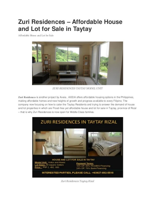 Zuri Residences Affordable Houses and Lots for sale in Taytay Rizal