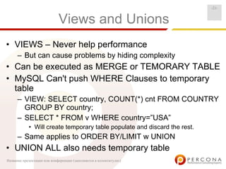 Zurich2007 MySQL Query Optimization