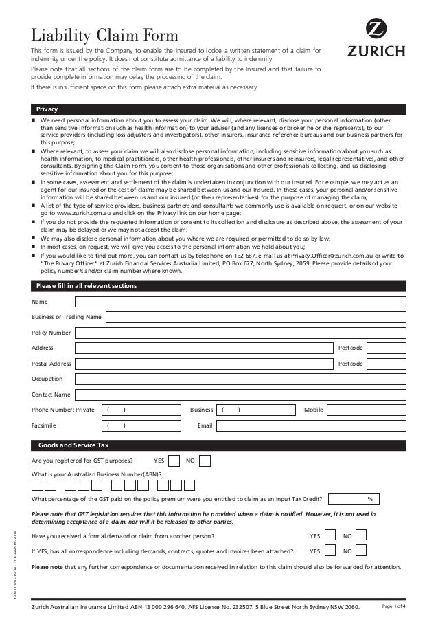 zurich travel insurance application form