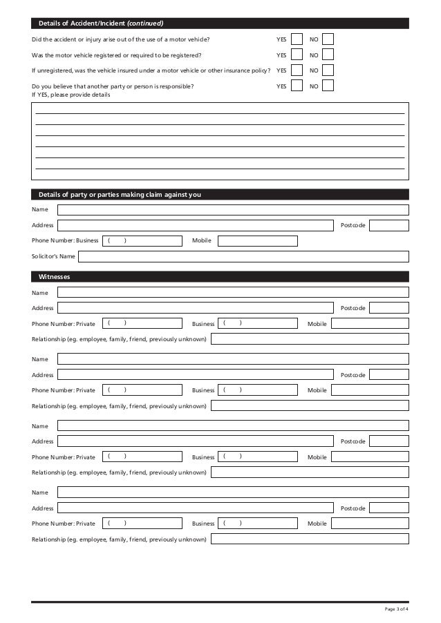 zurich liability incident report form business incident report form