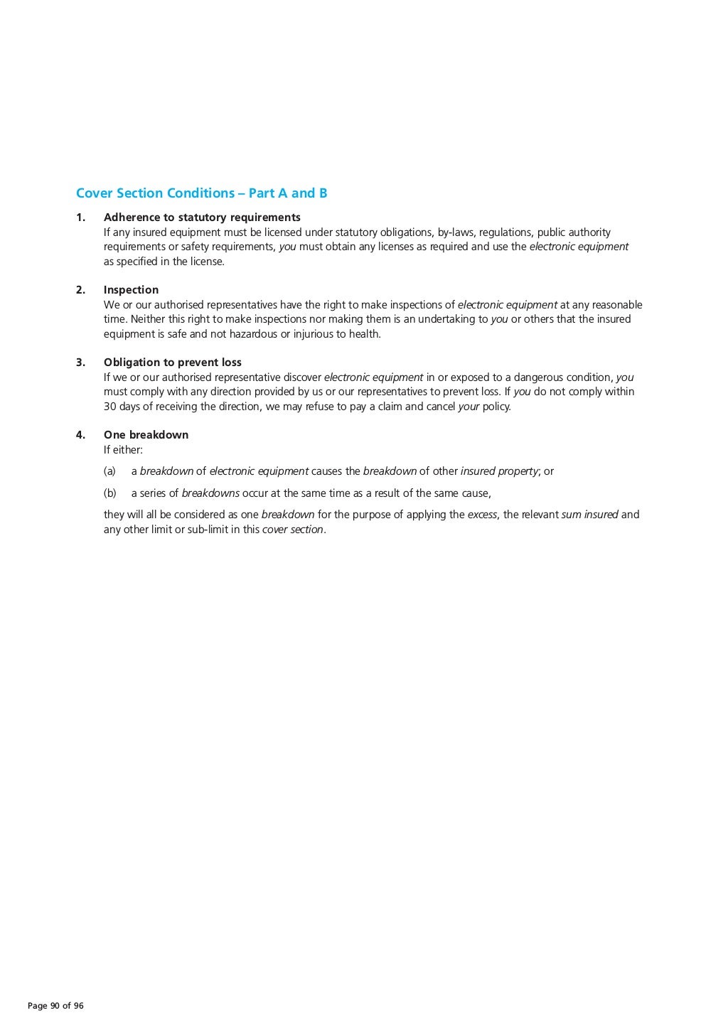 Zurich Steadfast Business Insurance PDS
