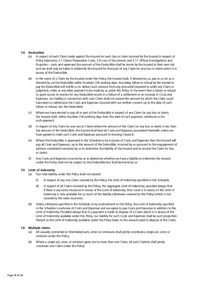 Zurich Steadfast Professional Indemnity Policy Wording