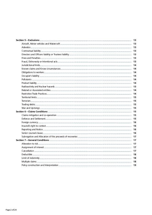 Zurich Steadfast Professional Indemnity Policy Wording