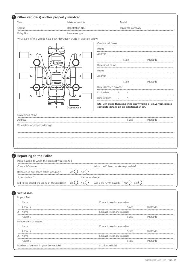 Zurich Taxi Claim Form