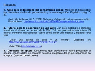 Comprender la importancia de practicar y desarrollar habilidades de pensamiento crítico para la resolución de problemas.EnunciadoPara llevar a cabo esta actividad deberás realizar las siguiente acciones:Consulta Guía para el desarrollo del pensamiento crítico de León  Monte Blanco. 