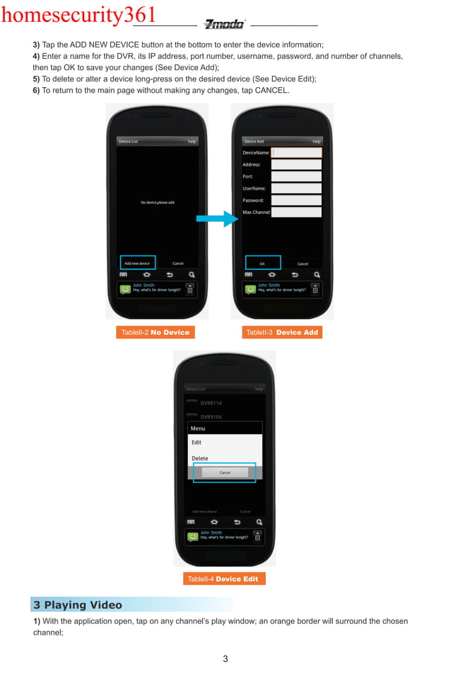 Zmodo User Manual Zviewer for android
