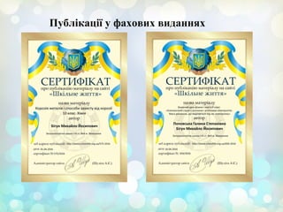 Публікації у фахових виданнях
 