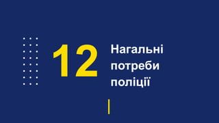 Нагальні
потреби
поліції
12
 