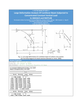 Large deformation analysis of cantilever beam subjected to concentrated ...