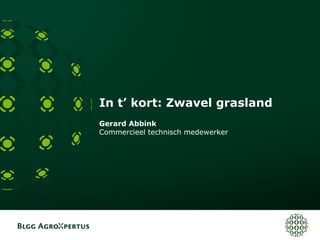 In t’ kort: Zwavel grasland
Gerard Abbink
Commercieel technisch medewerker
 