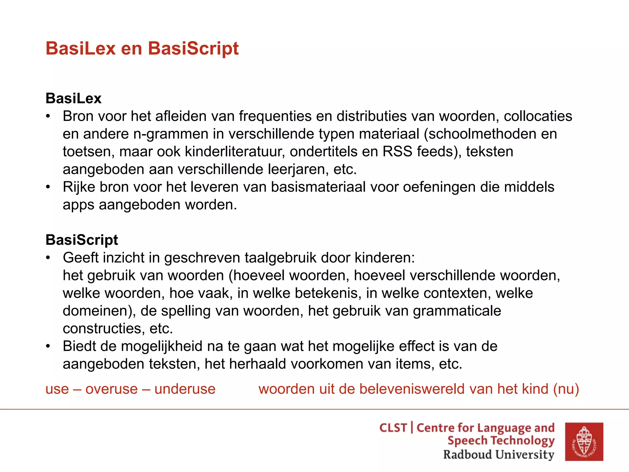 Education applications: Basilex and Basiscript | PPT