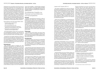 MENSCHEN I Dergovics I Verschiedene Menschen, verschiedene Sprachen — ein Kurs                                                                               Verschiedene Menschen, verschiedene Sprachen — ein Kurs I Dergovics I MENSCHEN



Schriftsprache eine neue Sprache und somit auch eine Art         tuation schon beschäftigen – vereinfacht gesagt: wie lange ihr   confident in both” (Carpentieri, 2007, S. 9).                   Menschen identifizieren und verorten sich durch Muster
Zweitsprache. Bei Menschen, die in einem anderen Schrift-        Stigma schon andauert. Unter diesem Aspekt wird deutlich,                                                                        subjektiver Praxis, die einer Kultur zugeschrieben wer-
system aufgewachsen sind, ist es von Bedeutung, ob sie           dass das Lebensalter ein ausschlaggebender Faktor für das          Eine fundierte Ausbildung für die Arbeit mit Menschen         den. Dieser Aspekt hebt die Kulturalisierung nicht auf,
in diesem System alphabetisiert worden sind oder nicht.          persönliche Empfinden von Belastung durch mangelnde Ba-          mit deutscher Erstsprache und für die Arbeit mit Migran-        sondern ergänzt die Sichtweise. Somit arbeiten wir im-
Dies kann im Lernprozess berücksichtigt werden. In Grup-         sisbildung sein kann.                                            tInnen ist die Basis für gelingendes Lernen. Gut wäre es si-    mer mit Menschen, die im Spannungsfeld der Anerken-
pen mit Personen deutscher und anderen Erstsprachen hat                                                                           cherlich, wenn im Teamteaching aller Bedarf abgedeckt           nung von sozialer Zugehörigkeit und individueller Ein-
Sprache eine Bedeutung, und deshalb ist es auch wichtig,         Grundlegende Aspekte zur                                         wird (Sprachenlernen, Situation für Menschen mit deut-          zigartigkeit zu finden sind, und die KursleiterInnen selbst
über die Macht der Sprache zu reflektieren. Gesellschaft-                                                                         scher Erstsprache etc.). Alleine die Ausbildung reicht je-      sind wiederum im gleichen Spannungsfeld zu finden.
lich gesehen, steht Sprache immer auch in einem gewissen         Planung und Durchführung                                         doch nicht als Grundlage für die gelingende Arbeit mit          Paul Mecheril erwähnt die „Kompetenzlosigkeitskom-
Verhältnis zu Macht. Verena Plutzar vom Institut für Ger-        von Kursangeboten                                                beiden Zielgruppen. Jegliche Interaktion basiert auf dem        petenz“. Diese „meint ein professionelles Handeln, das
manistik an der Universität Wien formulierte in den Unter-                                                                        Menschenbild, mit dem die TrainerInnen in den Dialog mit        auf Beobachtungskompetenz für die von sozialen Akteu-
lagen zum Lehrgang „Interkulturelle Kommunikation“ des           Kursziele                                                        den TeilnehmerInnen gehen.                                      ren zum Einsatz gebrachten Differenzkategorien gründet
Interkulturellen Zentrums Wien folgende Beschreibung               Die genaue Ausformulierung der Kursziele (vor allem im                                                                         und das von einem Ineinandergreifen von Wissen und
von Wirkweisen der Machtverhältnisse über die Sprache:           Erstgespräch) kann hilfreich sein, um abzuklären, ob der           Oftmals wird in Fortbildungen zur interkulturellen Kom-       Nicht-Wissen, von Verstehen und Nicht-Verstehen her-
                                                                 Kurs für die Person passend ist. Kurse der Basisbildung ste-     petenz das instrumentelle Verständnis von interkulturel-        vorgebracht wird, ein Ineinandergreifen, in dem die Sen-
Machtverhältnisse werden über Sprache definiert, indem           hen vorrangig für Angebote für Lesen, Schreiben, Rechnen,        ler Kompetenz (Wissen um Kulturen, Kennzeichen von              sibilisierung für Verhältnisse von Dominanz und Diffe-
 •	 bestimmt wird, wer sprechen darf                             IKT. Wird der Begriff der Basisbildung jedoch weiter gefasst,    diesen etc.) forciert. Diese rein technologisch-instrumen-      renz in einer handlungsvorbereitenden Weise möglich ist“
    und wer schweigen muss,                                      so sind oftmals auch soziale Kompetenz, Lernen lernen, In-       telle Verwendungsperspektive hebt jedoch die pädagogi-          (Mecheril in Auerheimer 2008, S. 32). Diese Kompetenz-
                                                                 tegration etc. Thema. Die anbietende Institution sollte so-      sche Situation auf. „Soll die Situation aber weiterhin als      losigkeitskompetenz als Basis von erfolgreicher Arbeit
 •	 über jemanden gesprochen wird,                               mit vorab überlegen: Was sind die genauen Ziele in un-           pädagogische verstanden und behandelt werden, kommt             ist nicht einforderbar, aber ausbildbar und könnte somit
 •	 mit jemandem nicht gesprochen wird oder so                   seren Kursen? Warum möchte ich Kurse für Personen mit            die durch typisiertes Wissen und Routinehandeln nicht           zentraler Inhalt in den Ausbildungen der KursleiterInnen
    gesprochen wird, dass jemand es nicht versteht,              deutscher und anderen Erstsprachen anbieten? Wie sehr            überbrückbare Differenz als konstitutives Kennzeichen           in der Basisbildung sein.
 •	 das Sprechen von jemandem nicht ernst                        fördern/hindern meine Kursziele gewisse Personengrup-            allen pädagogischen Handelns in den Blick“ (Meche-
    genommen wird und ungehört bleibt.                           pen im Lernen?                                                   ril in Auerheimer 2008, S. 24). Interkulturelle Kompetenz        Parallel zur Frage der Ausbildung steht natürlich die
                                                                                                                                  zeigt sich nicht in einfachen rezeptartigen Handlungs-          Frage nach der Unterstützung der kontinuierlichen Arbeit.
 Diese Machtverhältnisse wirken nicht nur bei Menschen           Förderungen                                                      anweisungen. Professionelles Handeln basiert viel mehr          Hilfreich ist mit hoher Wahrscheinlichkeit ein Austausch
mit unterschiedlichen Erstsprachen. Auch Menschen mit             In den Interviews wurde deutlich, dass gewisse Förder-          auf einem grundlegenden reflexiven Verständnis, in dem          im Team. Dieser kann im Rahmen von Teamsitzungen
deutscher Dialektsprache kennen Situationen, in denen sie        schienen an spezielle Personengruppen gekoppelt sind,            das eigene Handeln, die Rahmenbedingungen und Kon-              stattfinden oder angeleitet in Intervisionen oder Supervi-
nicht ernst genommen werden, weil sie Dialekt sprechen.          und bei Kursen mit Erstsprachenvielfalt ist somit zu beden-      sequenzen beleuchtet werden. Solch ein Verständnis von          sionen Platz finden. Die Arbeit im Spannungsfeld von oft-
                                                                 ken, wie alle TeilnehmerInnen zu einem geförderten Kurs-         interkultureller Kompetenz würde auch beinhalten, dass          mals sehr unterschiedlichen Individuen erfordert konti-
 Prinzipiell kann die bisherige Erfahrung mit Sprache so-        platz kommen können.                                             die KursleiterInnen reflektieren, inwieweit es zu einer Re-     nuierliche Reflexion und Austausch mit KollegInnen, um
wohl positiv als auch negativ sein. Das Erlernen des Deut-                                                                        produktion der Machtverhältnisse zwischen Mehrheits-            immer wieder andere Sichtweisen kennenzulernen und
schen als Zweitsprache beinhaltet für MigrantInnen auch          KursleiterInnen                                                  und Minderheitsgesellschaft kommt, die im Gebäude der           dadurch den eigenen Handlungsspielraum zu vergrößern.
eine Positionierung zur Erstsprache. Wenn die Migration           KursleiterInnen haben in den Kursen eine wichtige Rolle.        Über- und Unterordnung zu verorten sind.                        Dies gilt natürlich nicht nur für sehr heterogene Gruppen
erst kürzlich stattgefunden hat, dann ist eine Phase der         Wie sie mit den TeilnehmerInnen umgehen, wie sie Gren-                                                                           in der Basisbildung – der Austausch der KursleiterInnen
Neuorientierung aktuell und die neue Sprache spielt darin        zen ziehen, wie sie kommunizieren, wie sie nachfragen              Interkulturelle Professionalität, die wir von den Kurslei-    untereinander ist auch in den Qualitätsstandards zu fin-
eine nicht unbedeutende Rolle.                                   oder schweigen beeinflusst das Kursgeschehen und den             terInnen erwarten, ist der Versuch, sich Wissen zu erarbei-     den –, sondern für alle Kursangebote.
                                                                 Lehr- und Lernprozess. Sie sind Vorbilder für die sozi-          ten über die anderen, ohne den Rest des Nicht-Wissens zu
Schulerfahrung                                                   ale Interaktion und kompetent in der Lernförderung der           überspringen. „Verstehen des Anderen ist ein (koloniales)        Abschließend kann man sagen, dass von KursleiterIn-
  Früher dominierte oftmals das Argument der unter-              TeilnehmerInnen.                                                 Phantasma“ (Mecheril in Auerheimer 2008, S. 30). Ich halte      nen in Kursen für Menschen mit Deutsch als Erstsprache
schiedlichen Schulerfahrung in den Diskussionen um die                                                                            mich an die Beschreibung von interkultureller Kompetenz         oder Zweitsprache sehr viel gefordert wird und sie sehr
Trennung der Zielgruppen. Heutzutage ist es so, dass viele         In den Interviews wurde immer wieder betont, dass Kurs-        von Mecheril. Darin gibt es zwei Bereiche der interkultu-       viele Kompetenzen im Bereich der interkulturellen Kom-
MigrantInnen auch in Österreich die Schule besucht haben,        leiterInnen entscheidend sind für das Klima im Kurs und          rellen Kompetenz: das Wissen über Dominanz- und Diffe-          munikation und Interaktion vorweisen müssen. Steindl,
und Schulerfahrung in den Heimatländern teilweise sehr           dieses wiederum entscheidend ist für das gelingende Mit-         renzphänomene einerseits und das differenztheoretische          Leiterin des Interkulturellen Zentrums in Wien, hat vier
traumatisierend sein kann, wenn sie mit Gewalt und Macht-        einander der TeilnehmerInnen in ihrer Diversität. Eine           Wissen andererseits.                                            wichtige Punkte der interkulturellen Kompetenzen fol-
missbrauch verbunden ist. Natürlich macht es einen Unter-        große Flexibilität in den Methoden ist förderlich für das Ge-                                                                    gendermaßen zusammengefasst3:
schied, ob jemand gar keine oder schon Schulerfahrung hat.       lingen der Kurse. Die Zusammensetzung der Kursgruppen              Dominanzstrukturen sind auf zwei Ebenen wirksam: auf
                                                                                                                                                                                                    •	 Fähigkeit zu Perspektivenwechsel und Offenheit
Der kurzfristige Ansatz, dass MigrantInnen kaum Schulerfah-      für Personen mit deutscher und anderen Erstsprachen ver-         der Ebene der „Erfahrungsrealität” der TeilnehmerInnen
                                                                                                                                                                                                       für Veränderungen der eigenen Perspektive
rung und alle Menschen mit deutscher Erstsprache in der Ba-      ändert die Anforderungen an die TrainerInnen.                    und der Ebene „der professionellen Beziehung”. Domi-
sisbildung negative Schulerfahrung haben, ist jedoch zu pau-                                                                      nanzkultur meint, „dass unsere ganze Lebensweise, unsere          •	 Reflexion der eigenen Vorurteile und Stereotypen
schalisierend und konnte in den Interviews widerlegt werden.       Dies zeigt sich auch in England, wie in einem Text über        Selbstinterpretation sowie die Bilder, die wir von anderen        •	 Fähigkeit entwickeln, Unsicherheiten auszuhalten
Es gibt sowohl Menschen mit deutscher Erstsprache, die nicht     ESOL (English for speakers of other languages) deutlich          entwerfen, in Kategorien der Über- und Unterordnung ge-
notwendigerweise nur negative Schulerfahrungen gesam-            wird: „One of the key challenges in Skills for Life is the       fasst sind (Mecheril nach Rommelspacher 2008, S. 31).             •	 Vorsicht vor Kulturalisierung
melt haben, und es gibt MigrantInnen, die in Österreich in       placement of bilingual and multilingual learners on the                                                                            Wenn KursleiterInnen bewusst die oben genannten
die Schule gegangen sind oder negative Schulerfahrungen im       right programmes for them, particulary at Entry 3 and Le-         Differenztheoretisches Wissen weist darauf hin, dass es        Punkte reflektieren, so ist dies sicherlich eine gute Grund-
Heimatland gesammelt haben und für die der Wiedereinstieg        vel 1. NRDC research finds a clear need to open boundaries       nicht hilfreich ist, den Begriff der Kultur total abzulehnen.   lage für eine respektvolle und gleichbehandelnde Kurslei-
ins Lernen eine Auseinandersetzung mit den negativen Erleb-      between ESOL and literacy, and for more professional de-         Kulturelle Differenzen weisen auf zentrale alltagsweltli-       tung im Bereich der Basisbildung.
nissen bedeutet. Gemeinsam ist den Menschen, unabhängig          velopment. Most literacy and ESOL teachers belong to one         che Konzepte hin, die es den Menschen erleichtern, sich
von ihrer Herkunft, wie lange sie sich mit der belastenden Si-   tradition or another, but we now need teachers who are           wechselseitig zu identifizieren und zu beschreiben. Die         3 aus Trainingsunterlagen des Lehrgangs „Interkulturelle Kompetenz“




Seite 32                                           Zwischenbilanz. Die Basisbildung in Österreich in Theorie und Praxis.          Zwischenbilanz. Die Basisbildung in Österreich in Theorie und Praxis.                                                                 Seite 33
 