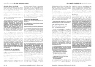 BESCHÄFTIGUNG I Penz I Jump — Jugendliche mit Perspektive                                                                                                                            Jump — Jugendliche mit Perspektive I Penz I BESCHÄFTIGUNG



Der Nutzen aus Sicht der Lehrlinge                                 ben sich viele subjektive Lernerfolge für die Teilnehmer-           verständnis wurde erhöht und sie hatten weniger Schwie-        angebot auch Personen von Ausbildungsstätten teilge-
„Das Wissen, was man hier lernt, wird man immer brauchen           Innen. Lehrlinge aus dem Deutschtraining berichteten                rigkeiten bei Prüfungen und bei der Beantwortung von           nommen haben, in denen keine Grundbildungskurse im
können. Vielleicht muss ich meinem Bruder oder meinem ei-          aufgrund des Kursbesuches über eine geringere Fehlerhäu-            Fragen. Ebenso verbesserten sich die Rechtschreibung und       Rahmen von Jump stattfanden. Die Seminare konnten
genen Sohn, wenn ich einmal einen habe, diese Themenin-            figkeit bei Schularbeiten und eine allgemein verbesserte            die Lesefähigkeit bei einigen TeilnehmerInnen.                 auch einzeln besucht werden. Für die TeilnehmerInnen
halte, die ich hier gelernt habe, einmal erklären.“                Rechtschreibung sowie besseres Textverständnis. Wichtig                                                                            entstanden keine Kosten. Insgesamt haben 43 Ausbild-
                                                                   war für die Jugendlichen auch die Möglichkeit, einmal eine          Die Sicht der Leiter                                           nerInnen und BerufsschullehrerInnen das Bildungsange-
„Ich war schulisch ziemlich schlecht und habe durch den            Präsentation zu üben, einerseits für die Berufsschule, an-           „Der Lehrherr kann sich nun mit der Berufsausbildung          bot in Anspruch genommen. Die TeilnehmerInnen sahen
Kurs große Fortschritte überall gemacht.“                          dererseits aber auch für den Umgang mit KundInnen.                  auseinandersetzen und muss nicht erst die Grundqualifika-      durch den Besuch einen hohen beruflichen Nutzen.
                                                                                                                                       tionen nachholen, den Hauptschulstoff nachholen.“
„Ich habe ein besseres Verständnis für alle Themenge-               Aus dem Mathematiktraining berichteten die Lehrlinge                                                                              Empfehlungen
biete bekommen.“                                                   über eine Verbesserung des logischen Denkens, vor allem              „Die Anforderungen für die Lehrlinge haben sich verändert,       Bisherige Erfahrungen machen deutlich, dass der Un-
                                                                   aber wurde über Verbesserungen in den Grundrechnungs-               es fehlt ihnen aber auch einfach die Basis. Früher haben die    terstützungsbedarf für Lehrlinge mit mangelnden Grund-
„Ich arbeite jetzt lieber in der Werkstätte, weil ich jetzt ver-   arten sowie beim Kopfrechnen berichtet.                             Lehrlinge die Grundrechnungsarten gekonnt, heute nicht          bildungskenntnissen äußerst groß ist. Mit zunehmen-
stehe, von was gesprochen wird.“                                                                                                       mehr (…) Es ist viel mehr Betreuung der Lehrlinge notwen-       der Bekanntheit des Projektes nahmen die Anfragen von
                                                                   TeilnehmerInnen über Mathematik                                     dig. Die guten Jugendlichen gehen in die Schule.“              weiteren Berufsschulen, Ausbildungszentren und Firmen
  (Ad 6) Laut Projektantrag war auch der Einsatz des Com-          „Besser geht es nicht. Vorher habe ich einen 4er gehabt und                                                                         kontinuierlich zu. In Folge wurden bereits weitere Grund-
puters als Lerninhalt geplant, besonders die Vermittlung           jetzt einen 1er.“                                                    „Mir ist aufgefallen, dass die Angst, in der Werkstatt mit     bildungskurse für Lehrlinge außerhalb des Projektes erfolg-
von Teilen des Office-Programmes. Dafür gab es jedoch                                                                                  Mathematik konfrontiert zu werden, kleiner geworden ist.“       reich durchgeführt. Finanziert werden diese über den Bil-
keinen Bedarf. Bereits in der Phase der Bedarfserhebung            „Sehr gut, das habe ich sehr gut brauchen können, deswegen                                                                          dungsgutschein der Arbeiterkammer Kärnten, wodurch für
signalisierten alle Leiter der Ausbildungsstätten, dass die
Jugendlichen mit der Arbeit am Computer sehr gut zu-
                                                                   bin ich jetzt positiv in Mathe.“                                    Die Sensibilisierung von                                        die Lehrlinge keine Kosten für den Besuch von Grundbil-
                                                                                                                                                                                                       dungskursen entstehen. Aufgrund dieser Finanzierung ist
rechtkommen. Darüber hinaus ist der Erwerb des ECDL                „Ja, das ist schon gut, jetzt kann man schneller was ausrechnen.“   BerufsschullehrerInnen                                          es möglich, die Umsetzung des vorliegenden Bildungskon-
ein fixer Bestandteil der Lehrlingsausbildung. Der Com-
puter wurde zwar als Lernmedium genutzt und in die Trai-             Die Erwartungen der TeilnehmerInnen wurden durchaus
                                                                                                                                       und AusbildnerInnen                                             zepts relativ einfach in andere Bundesländer zu transferie-
                                                                                                                                                                                                       ren. Das erfolgreiche Kurskonzept spiegelt sich auch darin,
nings integriert (z.B. durch den Einsatz von Lern-Program-         erfüllt. Die Mehrheit der Befragten brachte zum Ausdruck,             Neben dem Unterstützungsangebot für Lehrlinge wurde           dass das Projekt 2008 für den Staatspreis für Erwachsen-
men), es kam jedoch zu keinem expliziten IKT-Training.             dass ihr Bedarf genau getroffen wurde. Die Anwendbarkeit            im Rahmen des Projektes Jump auch ein Fokus auf die             enbildung nominiert wurde. Darüber hinaus wurde Jump
                                                                   des Gelernten wurde von den TeilnehmerInnen gesehen.                Weiterbildung von Personen, die in der Lehrlingsausbil-         2009 bereits zweimal als Good-Practice-Beispiel aus Öster-
  (Ad 7) In den Gesprächen äußerten die TeilnehmerIn-              Durch den Kursbesuch profitieren sie in der Berufsschule,           dung tätig sind, gelegt. LehrlingsausbildnerInnen und Be-       reich ausgewählt. Einmal vom Deutschen Bundesverband
nen sehr große Zufriedenheit mit den TrainerInnen. Von             in der praktischen Arbeit sowie im KundInnenkontakt.                rufsschullehrerInnen arbeiten nahezu täglich mit Jugend-        Alphabetisierung und Grundbildung e.V./Projekt „Chancen
den Befragten kamen durchwegs sehr positive Rückmel-                                                                                   lichen mit mangelnden Basisbildungskenntnissen. Um              erarbeiten“ und ein weiteres Mal vom Grundtvig-Projekt
dungen. Besonders der individuelle und wertschätzende               (Ad 9) Alle Leiter waren mit der Organisation der Kurse            dem Ausbildungspersonal den Zugang zur Zielgruppe und          „Moleya“.
Umgang wurde hervorgehoben. Der partnerschaftliche                 sehr zufrieden. Die Zusammenarbeit zwischen dem Schul-              die Arbeit mit ihnen zu erleichtern, sind eine Sensibilisie-
Umgang im Lernkontext war für die Jugendliche eine völ-            und dem Projektteam wurde sehr positiv gesehen. Die                 rung zum Thema und eine methodisch-didaktische Schu-             Grundbildung für Lehrlinge bzw. betriebliche Grundbil-
lig neue Erfahrung. In einigen Kursen stellte sich ein ho-         Kurse liefen reibungslos ab und für die Leiter bzw. Mitar-          lung unabdingbar. Das Projekt hat sich deshalb auch zum        dung muss daher als ein wesentlicher Bestandteil der Er-
hes Vertrauensverhältnis ein. Die Jugendlichen sprachen            beiterInnen ergab sich wenig zusätzlicher Aufwand. Die              Ziel gesetzt, Personen aus der Lehrlingsausbildung ein ad-     wachsenenbildung angesehen werden. Auch für die Zukunft
teilweise sehr offen mit den TrainerInnen, für sie hatte das       gesamte Koordination und Organisation der Kurse wurde               äquates Weiterbildungsangebot anzubieten. Dafür wurde          soll ein niederschwelliger Zugang für betroffene Arbeitneh-
persönliche Verhältnis zum/zur TrainerIn eine besonders            vom Projektteam übernommen. Dies war seitens der Di-                ein Weiterbildungskonzept in Abstimmung mit den Aus-           mer und Arbeitnehmerinnen gewährleistet werden. Alle
große Bedeutung. Ausdrücklich oft erwähnt wurden die               rektoren eine wichtige Bedingung zur Teilnahme gewesen.             bildungsstätten entwickelt. Das Bildungsangebot wurde          Evaluationsergebnisse und Erfahrungen aus bisherigen Pro-
Freundlichkeit und Empathie der TrainerInnen und deren                                                                                 in Kooperation mit der Pädagogischen Hochschule aus-           jekten der VHS Kärnten zeigen, dass Grundbildung für Mit-
Geduld, dass sie auf alle Fragen und Wünsche eingehen                Mit den ausgewählten TrainerInnen waren sie sehr zu-              geschrieben, sodass die teilnehmenden Personen arbeits-        arbeiterInnen dem betrieblichen Erfolg insgesamt absolut
würden, sowie die abwechslungsreiche und erwachse-                 frieden, diese zeigten ein hohes Maß an Engagement und              rechtlich abgesichert waren.                                   zuträglich ist. Mit dem Projekt „Jump – Jugendliche mit Per-
nengerechte Gestaltung der Trainingsstunden. Die Zufrie-           Kooperationsbereitschaft. Mit den behandelten Kursin-                                                                              spektive“ konnte deutlich gezeigt werden, dass die Teilhabe-
denheit mit dem Klima in der Gruppe wurde ebenso sehr              halten waren die Leiter zufrieden. Aus Sicht der Ausbil-             Die geplanten Kursinhalte wurden in einer Fokusgruppe         chancen auf lebenslanges Lernen für bildungsbenachteiligte
hoch eingeschätzt.                                                 dungsleiter wurden nicht nur jene Inhalte bearbeitet, die           zu Projektbeginn konkretisiert. Nachstehende Seminare          Jugendliche nachhaltig erhöht werden können.
                                                                   die Lehrlinge von der Pflichtschule nicht mitgebracht               bzw. Workshops im Gesamtausmaß von 80 Unterrichtsein-
TeilnehmerInnen über die TrainerInnen                              hatten, sondern auch die Themen der Berufsschule. Die               heiten wurden angeboten und durchgeführt:                        Die Lehrlingsausbildung steht in Österreich insgesamt auf
„Er hat immer ein offenes Ohr für jeden Teilnehmer.“               Lehrlinge sind in den Fächern Mathematik und Deutsch                 •	 Sensibilisierung und Hintergründe zum                      einem sehr hohen Niveau und genießt international ein sehr
                                                                   selbstsicherer geworden und holten versäumten oder ver-                 Thema Alphabetisierung und Basisbildung                    hohes Ansehen. Das Image der Lehre konnte durch eine
„Mir gefällt, dass sie alles erklären kann und zwar so, dass       gessenen Lernstoff auf. Dadurch war es möglich, dass                                                                               Reihe von Maßnahmen, wie z.B. Lehre mit Matura, deut-
man es auch versteht“.                                             der Unterricht in der Berufsschule homogener ablaufen                •	 Berufliches Coaching für die Arbeit mit                    lich erhöht werden. Wichtig ist aber auch der Blick auf das
                                                                                                                                           Jugendlichen mit Basisbildungsbedarf
                                                                   konnte, da die Lehrlinge schneller auf ein gleiches Niveau                                                                         andere Ende der Fahnenstange. Jährlich verlassen in Öster-
„Auch nach dem Kurs opfert er seine Freizeit. Um noch offene       gebracht werden konnten.                                             •	 Wie stelle ich den Basisbildungsbedarf fest?               reich rund 20.000 Jugendliche die Pflichtschule ohne aus-
Fragen von Teilnehmern zu beantworten. Die nicht alles ver-                                                                             •	 Zielgruppengerechte Methodik und Didaktik                  reichende Grundbildungskenntnisse. Diese haben große
standen haben oder noch was wissen wollen.“                         Auch eine positive Veränderung der TeilnehmerInnen                                                                                Schwierigkeiten in der Arbeitswelt bestehen zu können.
                                                                   wurde seitens der Leiter wahrgenommen. Die Leistungen                •	 Motivation von Jugendlichen                                Auch dieser Gruppe von Jugendlichen muss ein Bildungs-
                                                                                                                                           mit Basisbildungsbedarf
„Bei uns gibt es eine Wohlfühlatmosphäre.“                         der teilnehmenden Lehrlinge verbesserten sich und sie                                                                              angebot gemacht werden, damit sie nachhaltig auf dem Ar-
                                                                   konnten auch besser und flexibler den Zusammenhang                   Die Seminare erfolgten geblockt und wurden terminlich         beitsmarkt bestehen und zum wirtschaftlichen Erfolg der
 (Ad 8) Die Zufriedenheit mit dem Bildungsangebot lag in           zwischen Theorie und Praxis herstellen. Die Teilnehmer-             mit den Ausbildungsstätten abgestimmt. Besonders her-          Unternehmen beitragen können. Das Projekt Jump konnte
allen Gruppen auf einem sehr hohen Niveau. Daraus erga-            Innen wurden deutlich besser im Kopfrechnen. Das Text-              vorzuheben ist, dass am beschriebenen Weiterbildungs-          den Jugendlichen diese Perspektive geben.



Seite 108                                            Zwischenbilanz. Die Basisbildung in Österreich in Theorie und Praxis.             Zwischenbilanz. Die Basisbildung in Österreich in Theorie und Praxis.                                           Seite 109
 