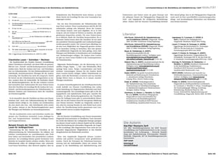 QUALITÄT I Zarfl I Lernstandserhebung in der Basisbildung und Alphabetisierung                                                                                      Lernstandserhebung in der Basisbildung und Alphabetisierung I Zarfl I QUALITÄT



                                                                     beispielsweise den Wetterbericht lesen können, so kann           Trainerinnen und Trainer sowie ein gutes Konzept und       Wert darauf gelegt, dass in der Pädagogischen Diagnostik
                                                                     dieser bereits als Grundlage für eine erste Leseanalyse her-     der adäquate Einsatz der Pädagogischen Diagnostik der      sowie auch im Kurs ausschließlich erwachsenengerechte,
                                                                     angezogen werden.                                                Dreh- und Angelpunkt für erfolgreiche Basisbildungs-       alltags- und berufsadäquate Materialien und Methoden
                                                                                                                                      arbeit. Zudem wird bei Neustart Grundbildung höchster      zum Einsatz kommen.
                                                                       Nur mit dem Einverständnis der Teilnehmenden lässt
                                                                     man Texte vorlesen. Diese Lesesituationen sind für die Teil-
                                                                     nehmenden anfangs sehr belastend. Bevor der Lesetext
                                                                     zum Einsatz kommt, wird auch abgeklärt, ob es in Ord-
                                                                     nung ist, sich als Trainer/in Notizen zu machen, die später
                                                                     gemeinsam besprochen werden. Für neue Trainer/innen              Literatur
                                                                     ist es hilfreich, direkt die Checkliste heranzuziehen, für er-     Alfa-Forum. Zeitschrift für Alphabetisierung               Ingenkamp, K. / Lissmann, U. (2008, 6.
                                                                     fahrenere Trainer/innen dient die Checkliste oft nur mehr            und Grundbildung (2004A), Diagnostik. Herbst               Aufl.), Lehrbuch der Pädagogischen
                                                                     als zusätzliche Orientierungshilfe und Lesebeobachtungen             2004. 56/2004. Osnabrück: Verlag Vogelsang.                Diagnostik. Weinheim, Basel: Beltz Verlag.
                                                                     werden gesondert notiert. Der Lesetext kann allerdings nur         Alfa-Forum. Zeitschrift für Alphabetisierung               Lenart, F. / Holzer, N. / Schaupp, H. (2008),
                                                                     als eine erste Möglichkeit der Diagnostik gesehen werden.            und Grundbildung (2004B), Diagnostik. Winter               Eggenberger Rechtschreibtest 8+. Testmappe
                                                                     Es ist besonders wichtig zu bemerken, dass eine genaue               2004. 57/2004. Osnabrück: Verlag Vogelsang.                ERST 8+ für das Ende der 8. Schulstufe.
                                                                     und zielführende Diagnostik nur dann gelingt, wenn viele           Bauer, B. / Sallaberger, G. (2007),                          Forschungsprojekt KPH Graz/ISOP.

Abb. 5: Eggenberger Rechtschreibtest 8+ (ERST 8+) 2008
                                                                     Übungen und Methoden in Kombination mit Lerndialogen                 Dokumentationshilfen für die                             Lenart, F. / Holzer, N. / Schaupp, H. (2007),
                                                                     und -beobachtungen erfolgen. Die Analyse eines Lesetex-              Basisbildungsarbeit [online]. Verfügbar unter:             Eggenberger Rechentest / Diagnostikum für
                                                                     tes gibt nur einen ersten Einblick in die Lesekompetenzen            www.alphabetisierung.at/fileadmin/pdf/                     Dyskalkulie. Testmappe ERT 8+ für das Ende der
Checklisten Lesen — Schreiben — Rechnen                              der Teilnehmenden.                                                   alfa-koffer/Leitfaden_Dokuhilfe.pdf [11.01.10]             8. Schulstufe. Forschungsprojekt KPH Graz / ISOP.
  Die Qualitätszirkel des Projekts Neustart Grundbildung                                                                                Doberer-Bey, A. (2007), Qualitätsstandards für die         Saurugg, R. / Schmieder, B. / Seebacher, I. / 
haben Checklisten entwickelt, mit deren Hilfe ein genaues             Allgemeine Beobachtungen, wie die Benutzung von Le-                 Alphabetisierung und Basisbildung [online].                Skrabitz, U. (2009), Handbuch Mathematik
Bild der Lese-, Schreib- und Rechenkompetenzen ermittelt             sehilfen (Finger, Papier, …), Seh- oder Hörbehelfen, Blick-          Verfügbar unter: www.alphabetisierung.at/                  in der Basisbildung. Projektinternes
werden kann. Basis der Analyse sind Lese- und Schreibpro-            sprünge beim Lesen, Tempo, Lesemotivation und beob-                  fileadmin/pdf/Materialien/                                 Handbuch ISOP Neustart Grundbildung.
                                                                                                                                          qualitaetsstandards.pdf [13.12.09]                         Qualitätszirkel Mathematik. Graz.
ben von Teilnehmenden. Für den Mathematikbereich sind                achtbare Lesestrategien, können bei der Analyse durch
individuelle, bereichsorientierte Übungen für die Analyse            einen Lesetext bereits erfolgen. Sollten Teilnehmende an-          Duden (2007), Das große Fremdwörterbuch:                   OECD (2005), Definition und Auswahl von
notwendig. Die Checkliste hat nicht den Anspruch, Schritt            geben, nicht alle Buchstaben zu kennen und nur einzelne,             Herkunft und Bedeutung der Fremdwörter.                    Schlüsselkompetenzen. Zusammenfassung
                                                                                                                                          4., aktualisierte Auflage Mannheim,                        [online]. Verfügbar unter www.oecd.org/
für Schritt mit den Teilnehmenden durchgearbeitet zu wer-            häufige Wörter lesen zu können, ist es ratsam, einzelne
                                                                                                                                          Leipzig, Wien, Zürich: Dudenverlag.                        dataoecd/36/56/35693281.pdf [17.11.08]
den, sondern dient als Analysehilfe. Sie beinhaltet sämtli-          Übungen anzubieten.
che Beobachtungskriterien, die für den weiteren Lernver-                                                                                Engel, N. (2008), Förderdiagnostik in                      Probst, H. (2003), Unterrichtsbegleitende
                                                                                                                                          der Alphabetisierung. Eine empirische                      Diagnostik im schriftsprachlichen Lernbereich.
lauf wesentlich sind. Insbesondere für neue Trainer/innen              Zu jedem Entwicklungsbereich des Schriftspracherwerbs
                                                                                                                                          Untersuchung zur Schreibprozessdiagnose                    In: Leonhard, A. / Wember, F. (Hrsg.): Grundfragen
dient die Checkliste als Grundlage für die Analyse der Lese-,        wurde deshalb von Neustart Grundbildung eine umfas-
                                                                                                                                          in Alphabetisierungskursen Niedersachsens.                 der Sonderpädagogik. Bildung. Erziehung.
Schreib- und Rechenkompetenzen der Teilnehmenden. Er-                sende Sammlung von diagnostischen Methoden und Tools                 Stuttgart: ibidem-Verlag.                                  Behinderung. Weinheim/Basel In: Alfa
fahrenen Trainern und Trainerinnen dient die Checkliste              zusammengestellt. Für Leseanfänger/innen gibt es für die                                                                        Forum. Zeitschrift für Alphabetisierung und
                                                                                                                                        Gsellmann, H. / Simon, L. / Skrabitz, U. / Zarfl,
als Orientierungshilfe.                                              logografische und alphabetische Stufe gute, erprobte Ma-                                                                        Grundbildung. Diagnostik. Herbst 2004. 56/2004.
                                                                                                                                          R. u. a. (2009). Handbuch Pädagogische
                                                                     terialien. Zu allen Beobachtungsbereichen der Checkliste             Diagnostik im Lesen und Schreiben bei
  Es ist wesentlich, dass die Checkliste nur dann zum Einsatz        Lesen für Anfänger/innen gibt es unterschiedliche Materi-            Erwachsenen mit Basisbildungsbedarf.
kommen darf, wenn eine Selbsteinschätzung der Teilneh-               alien, die von den Trainer/innen für eine genaue Abklärung           Projektinternes Handbuch ISOP Neustart
menden bereits erfolgt ist. Zur Analyse von Lernbereichen,           zum Einsatz kommen. Parallel zur Diagnostik werden in                Grundbildung. Qualitätszirkel Deutsch. Graz.
die etwa durch eine Lese- oder Schreibprobe nicht ersicht-           den zehn bis zwanzig Stunden (je nach Bedarf auch erwei-
lich werden, müssen zu den Beobachtungskriterien spezi-              terbar) der Einzelberatung bereits gemeinsam erste Lern-
elle Übungen und Methoden zur Anwendung kommen.                      ziele ermittelt und im Lernplan festgehalten.

 Für die Lernbereiche Lesen und Schreiben wurden ins-                Fazit
gesamt vier Checklisten entwickelt (Lesen Anfänger/in-                 Alle bei Neustart Grundbildung zum Einsatz kommenden
nen und Fortgeschrittene, Schreiben Anfänger/innen                   Diagnostik-Instrumentarien in detaillierter Form darzustel-
und Fortgeschrittene).                                               len würde den Rahmen des vorliegenden Beitrags sprengen.
                                                                     Aus diesem Grund wurde in diesem Kapitel auf die umfang-          Die Autorin
Beispiel Einsatz der Checkliste                                      reiche Beschreibung der informellen Diagnostik, der Fragen        Dipl.Päd.in Rosmarie Zarfl
Lesen für Anfänger/innen                                             für die Lerndialoge, aller diagnostischen Tests sowie der um-     Seit 2005 Basisbildungstrainerin bei ISOP Neustart
 Voraussetzung für den Einsatz der Checkliste ist die                fassenden diagnostischen Möglichkeiten in den Basisbil-           Grundbildung und Projektmitarbeiterin in der Gesamt-
Selbsteinschätzung der Teilnehmenden. Sie erklären, mit              dungsbereichen der Mathematik verzichtet.                         koordination von In.Bewegung – Netzwerk Basisbil-
welchen Lesesituationen sie zurechtkommen oder Prob-                                                                                   dung und Alphabetisierung. Schwerpunkte: Didaktik/
leme haben und beschreiben ihre persönlichen Lesekom-                  Ohne eine eingehende Diagnostik können Lernfort-                Methodik, Diagnostik, IKT im Basisbildungsunterricht,
petenzen. Im Lerndialog können gezielt bestimmte Lern-               schritte und positive Lernprozesse nicht gewährleistet            Innovationen
bereiche im Gespräch bereits erhoben werden. Wenn sich               werden. Durch die Prinzipien der Teilnehmer/innenzen-             ISOP GmbH
Teilnehmende selbst als Anfänger/innen oder schwache                 trierung und der individuellen Arbeit mit unserer Ziel-           www.isop.at
Leser/innen bezeichnen, aber dennoch angeben, dass sie               gruppe in der Basisbildung und Alphabetisierung sind              rosi.zarfl@isop.at




Seite 144                                                Zwischenbilanz. Die Basisbildung in Österreich in Theorie und Praxis.        Zwischenbilanz. Die Basisbildung in Österreich in Theorie und Praxis.                                       Seite 145
 