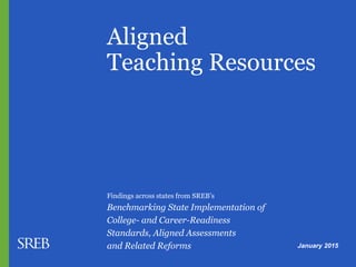 Aligned
Teaching Resources
January 2015
Findings across states from SREB’s
Benchmarking State Implementation of
College- and Career-Readiness
Standards, Aligned Assessments
and Related Reforms
 