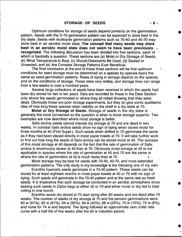 Seed Germination Theory and Practice Second Supplement