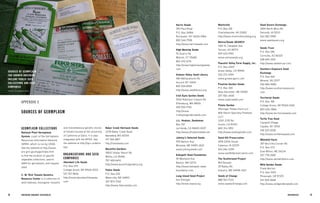 78 79 
BREEDING ORGANIC VEGETABLES 
APPENDICES 
Harris Seeds 
355 Paul Road 
P.O. Box 24966 
Rochester, NY 14624-0966 
800 544-7938 
http://www.harrisseeds.com 
High Mowing Seeds 
76 Quarry Rd 
Wolcott, VT 05680 
802 472-6174 
http://www.highmowingseeds. com 
Hudson Valley Seed Library 
484 Mettacahonts Rd 
Accord, NY 12404 
845 204-8769 
http://www.seedlibrary.org 
Irish Eyes Garden Seeds 
5043 Robinson Canyon Rd 
Ellensburg, WA 98926 
509 933-7150 
http://www. irisheyesgardenseeds.com 
J.L. Hudson, Seedsman 
Box 337 
La Honda, CA 94020-0337 
http://www.jlhudsonseeds.net 
Johnny’s Selected Seeds 
955 Benton Ave. 
Winslow, ME 04901-2601 
www.johnnyseeds.com 
Kokopelli Seed Foundation 
59 Westland Ave 
Boston, MA 02115 
http://www.kokopelli-seed- foundation.com 
Long Island Seed Project 
Ken Ettlinger 
http://www.liseed.org 
Monticello 
P.O. Box 318 
Charlottesville, VA 22902 
http://www.monticellocatalog.org 
Native/Seeds SEARCH 
3061 N. Campbell Ave. 
Tucson, AZ 85719 
520 622-5561 
www.nativeseeds.org 
Peaceful Valley Farm Supply, Inc. 
P.O. Box 2209 
Grass Valley, CA 95945 
530 272-4769 
www.groworganic.com 
Pinetree Garden Seeds 
P.O. Box 300 
New Glocester, ME 04260 
207 926-3400 
www.superseeds.com 
Potato Garden 
(Ronniger Potato Farm LLC 
Milk Ranch Specialty Potatoes LLC) 
12101 2135 Rd 
Austin, CO 81410 
800 314-1955 
http://www.potatogarden.com 
Sand Hill Preservation 
1878 230th Street 
Calamus, IA 52729 
563 246-2299 
www.sandhillpreservation.com 
The Scatterseed Project 
Will Bonsall 
39 Bailey Rd. 
Industry, ME 04938-4321 
Seeds of Change 
888 762-7333 
www.seedsofchange.com 
Seed Savers Exchange 
3094 North Winn Rd. 
Decorah, IA 52101 
563 382-5990 
www.seedsavers.org 
Seeds Trust 
P.O. Box 596 
Cornville, AZ 86325 
928 649-3315 
http://www.seedstrust.com 
Southern Exposure Seed Exchange 
P.O. Box 460 
Mineral, VA 23117 
540 894-9480 
http://www.southernexposure. com 
Territorial Seeds 
P.O. Box 158 
Cottage Grove, OR 97424-0061 
800 626-0866 
http://www.territorialseeds.com 
Turtle Tree Seed 
Camphill Village 
Copake, NY 12516 
518 329-3038 
http://www.turtletreeseed.com 
Whitehill Farm 
357 McCrillis Corner Rd 
P.O. Box 273 
East Wilton, ME 04234 
207 778-2685 
http://www.whitehillfarm.com 
Wild Garden Seeds 
Frank Morton 
P.O. Box 1509 
Philomath, OR 97370 
541 929-4068 
http://www.wildgardenseeds.com 
APPENDIX E 
SOURCES OF GERMPLASM 
GERMPLASM COLLECTIONS 
National Plant Germplasm System, a part of the Germplasm Resources Information Network (GRIN), which is run by USDA. See the website at http://www. ars-grin.gov/npgs/index.html to find the location of specific vegetable collections, search GRIN for germplasm, and request seed. 
C. M. Rick Tomato Genetics Resource Center is a collection of wild relatives, monogenic mutants and miscellaneous genetic stocks of tomato housed at the university of California at Davis. It is also integrated with the NPGS. See the website at http://tgrc.ucdavis. edu. 
ORGANIZATIONS AND SEED COMPANIES 
Abundant Life Seeds 
P.O. Box 279 
Cottage Grove, OR 97424-0010 
541 767-9606 
http://www.abundantlifeseeds. com 
Baker Creek Heirloom Seeds 
2278 Baker Creek Road 
Mansfield, MO 65704 
417 924-8917 
http://rareseeds.com 
Bountiful Gardens 
18001 Shafer Ranch Rd. 
Willits, CA 95490 
707 459-6410 
http://www.bountifulgardens.org 
Fedco Seeds 
P.O. Box 520 
Waterville, ME 04903 
207 873-7333 
http://www.fedcoseeds.com 
SOURCES OF GERMPLASM FOR GROWER-BREEDERS INCLUDE PUBLIC SEED COLLECTIONS AND SEED COMPANIES 
PHOTO, ELIZABETH DYCK  