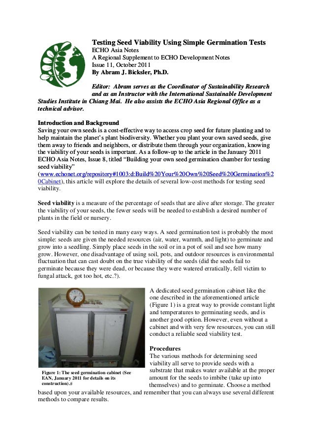 Testing Seed Viability Using Simple Germination Tests