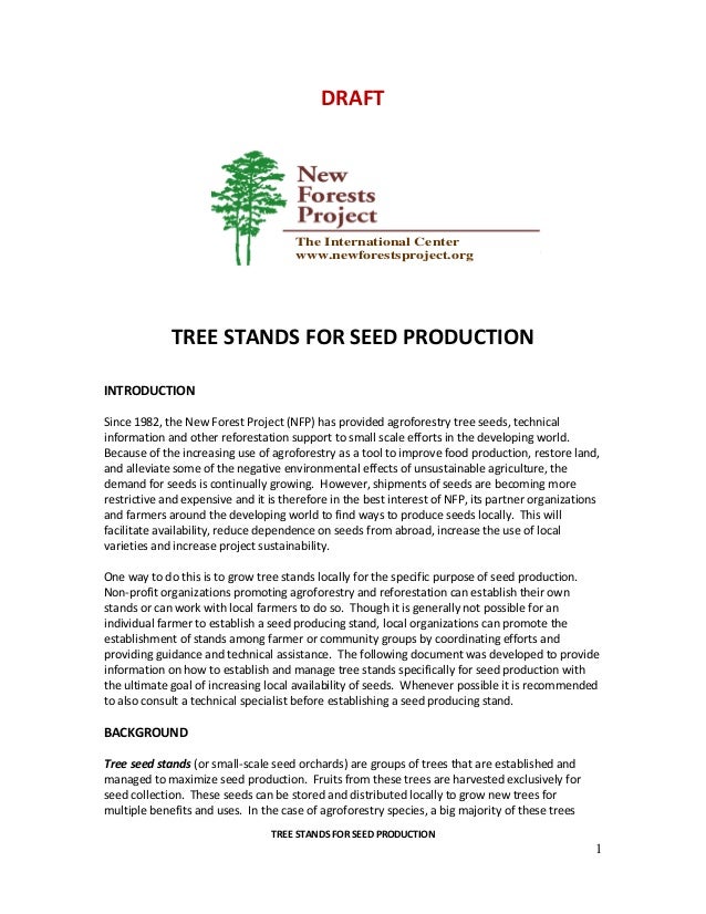 Tree Stands For Seed Production Tree Stands For Seed Production
