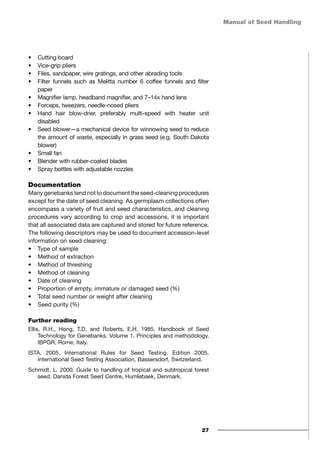 Abrading File Number Manual of Seed Handling in Genebanks | PDF