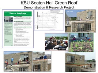 KSU Seaton Hall Green Roof 
Demonstration & Research Project 
10/3/08 
5/18/09 
5/19/09 
3/25/09 3/30/09 5/21/09 
 