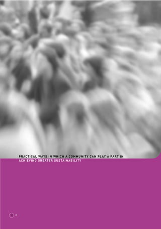 PRACTICAL WAYS IN WHICH A COMMUNITY CAN PLAY A PART IN 
ACHIEVING GREATER SUSTAINABILITY 
12 > 
 