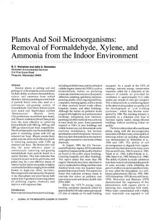 Plants and Soil Microorganisms: Removal of Formaldehyde, Xylene and Ammonia from the Indoor Environment