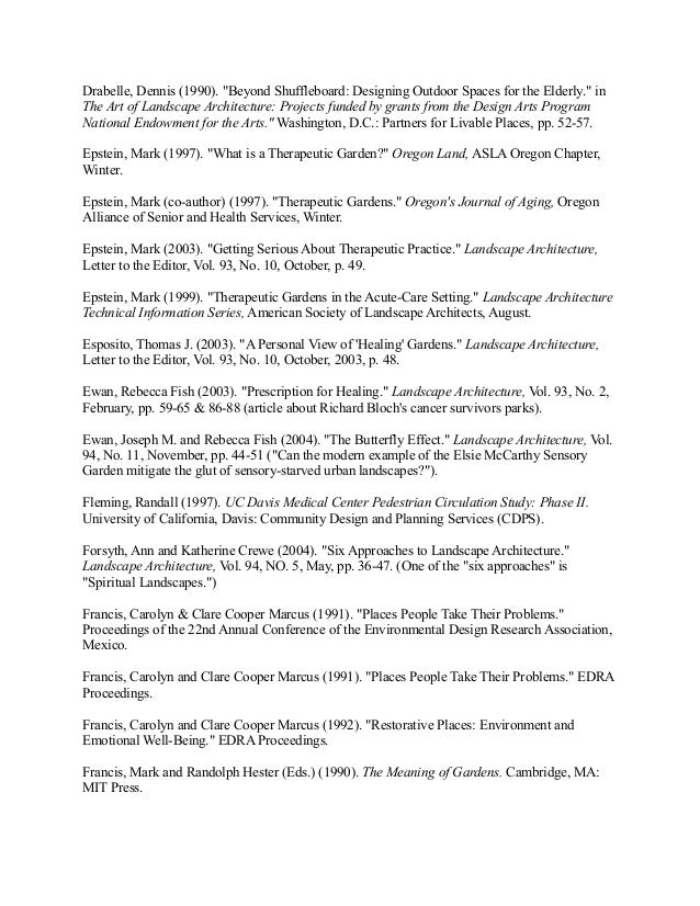 Therapeutic Garden Design Recommended Reading List