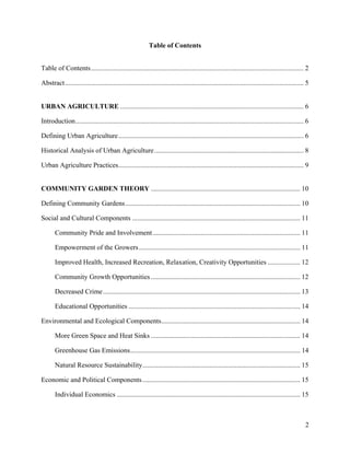 Urban Agriculture: Theory and Practice of Community Gardening | PDF
