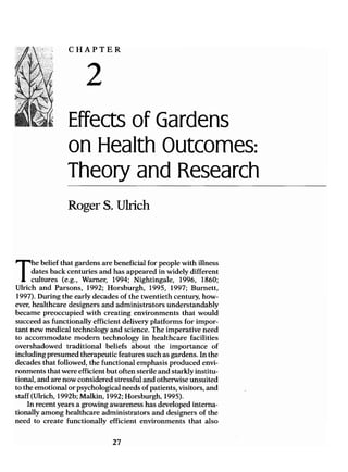 Effects of Gardens on Health Outcomes: Theory and Research
