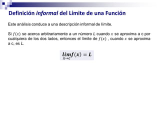 Definición informal del Límite de una Función
 