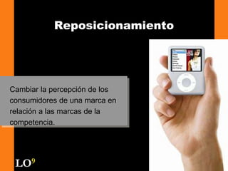 45
Cambiar la percepción de los
consumidores de una marca en
relación a las marcas de la
competencia.
Reposicionamiento
LO9
 
