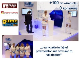 +100 do wizerunku
               0 konwersji




   „o rany jakie to fajne!
przez telefon nie brzmiało to
         tak dobrze”
 
